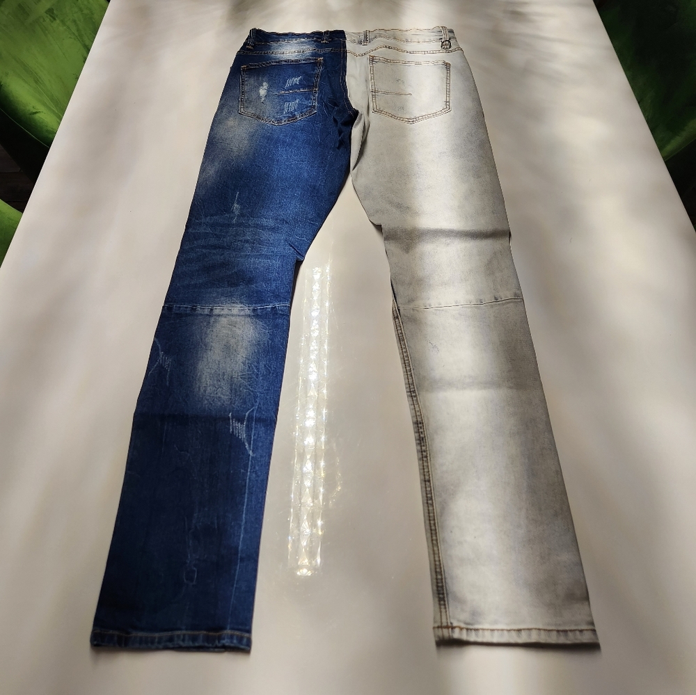 Jelon Two Tone Denim Ripped$Repair Jeansđź‘– - Picture 9 of 10